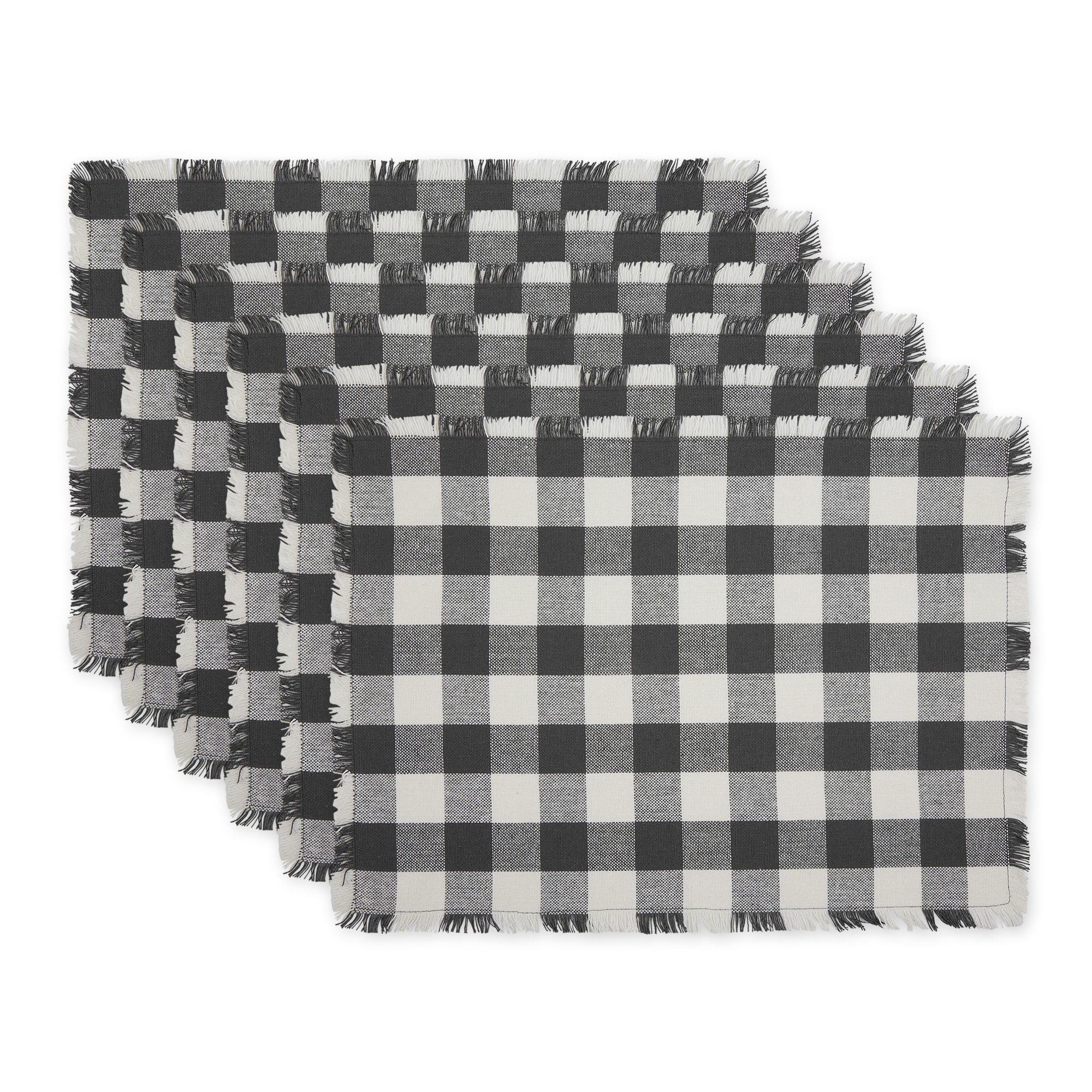 Design Imports Heavyweight Check Fringed Placemat