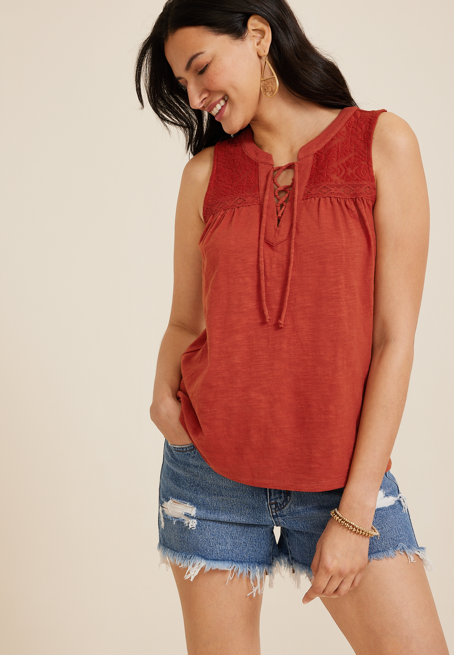 Lace Up Tank Top | maurices