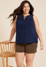 Plus Size Lace Up Tank Top, C1919, small