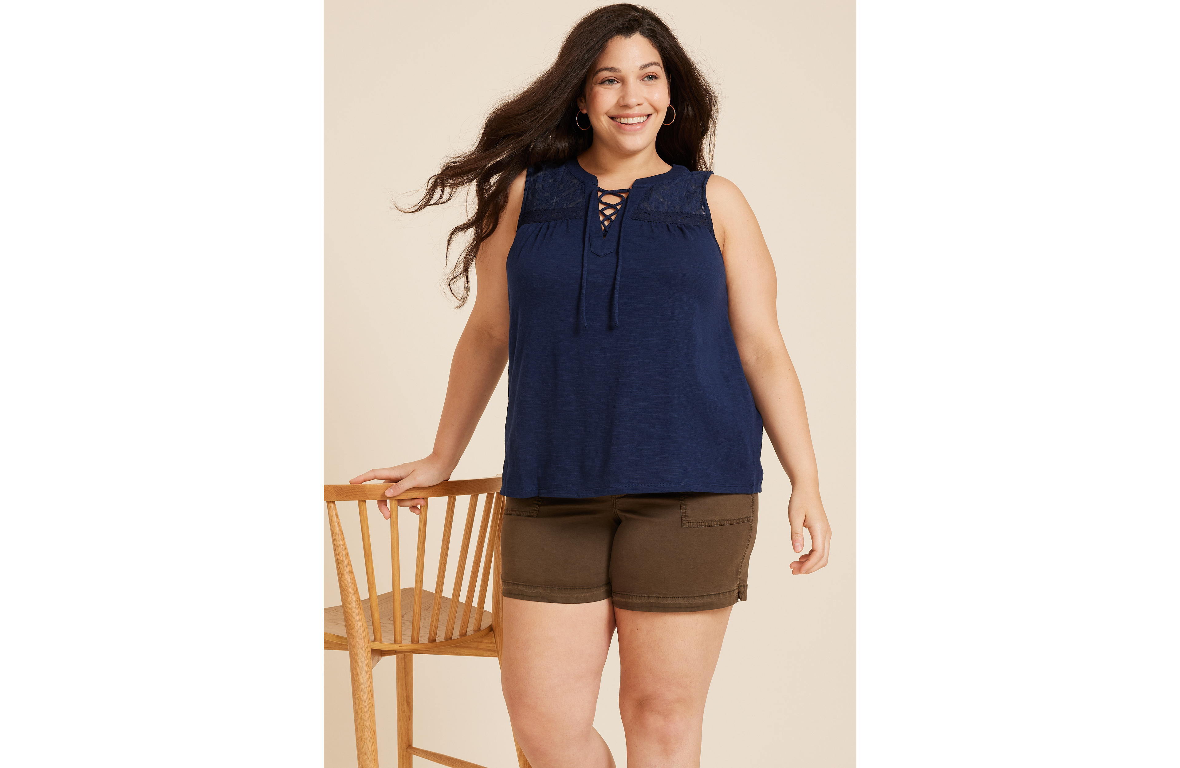 Plus Lace Up Tank Top