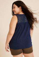 Plus Size Lace Up Tank Top, C1919, small