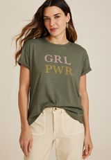 Girl Power Relaxed Fit Graphic Tee, ULTIMATE OLIVE, small