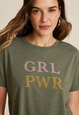 Girl Power Relaxed Fit Graphic Tee, ULTIMATE OLIVE, small