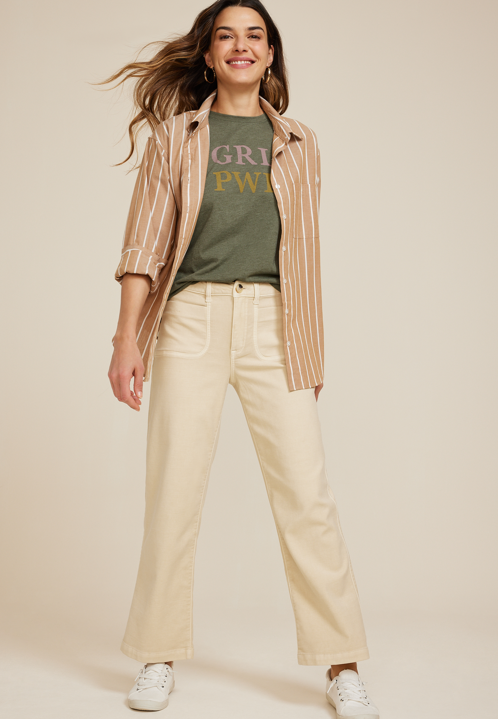 Girl Power Relaxed Fit Graphic Tee, ULTIMATE OLIVE, large