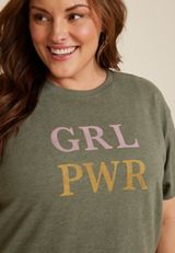 Plus Size Girl Power Relaxed Fit Graphic Tee, ULTIMATE OLIVE, small