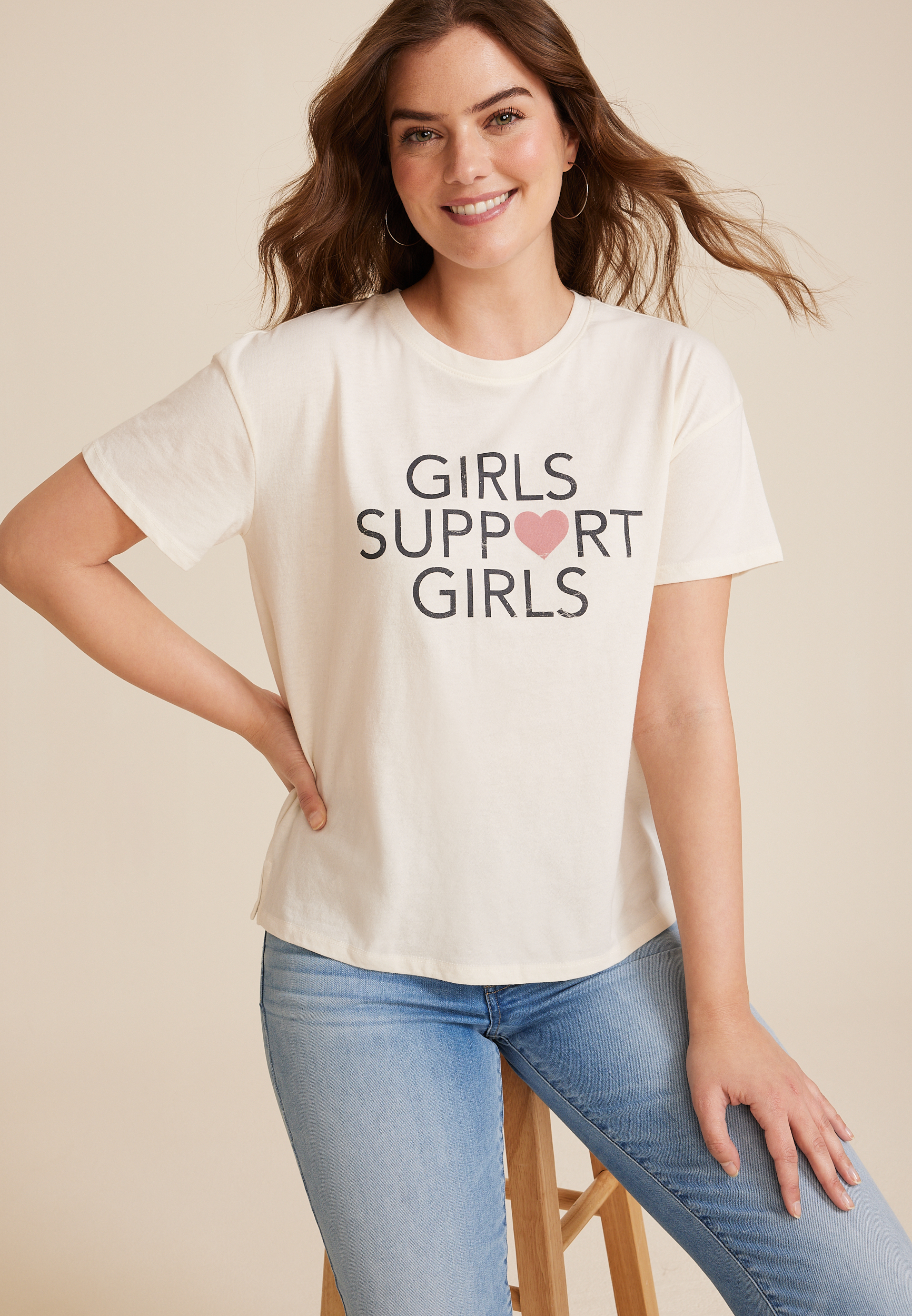 Girls Support Oversized Fit Graphic Tee