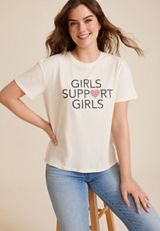Girls Support Girls Relaxed Fit Graphic Tee, C2789, small