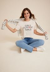 Girls Support Girls Relaxed Fit Graphic Tee, C2789, small