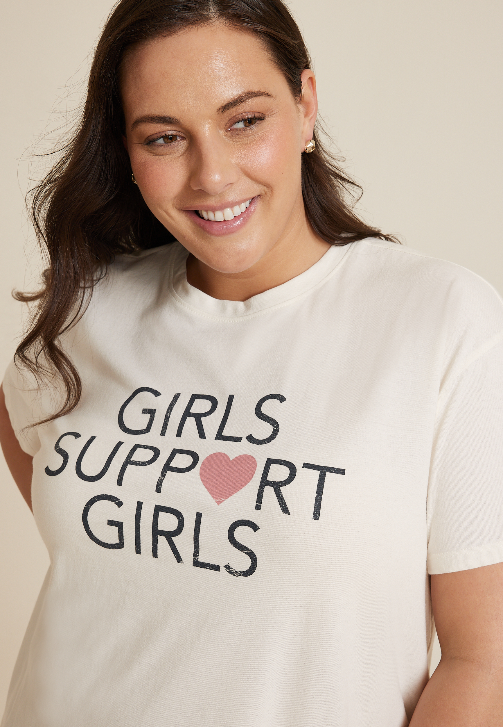 Plus Size Girls Support Girls Relaxed Fit Graphic Tee, C2789, large