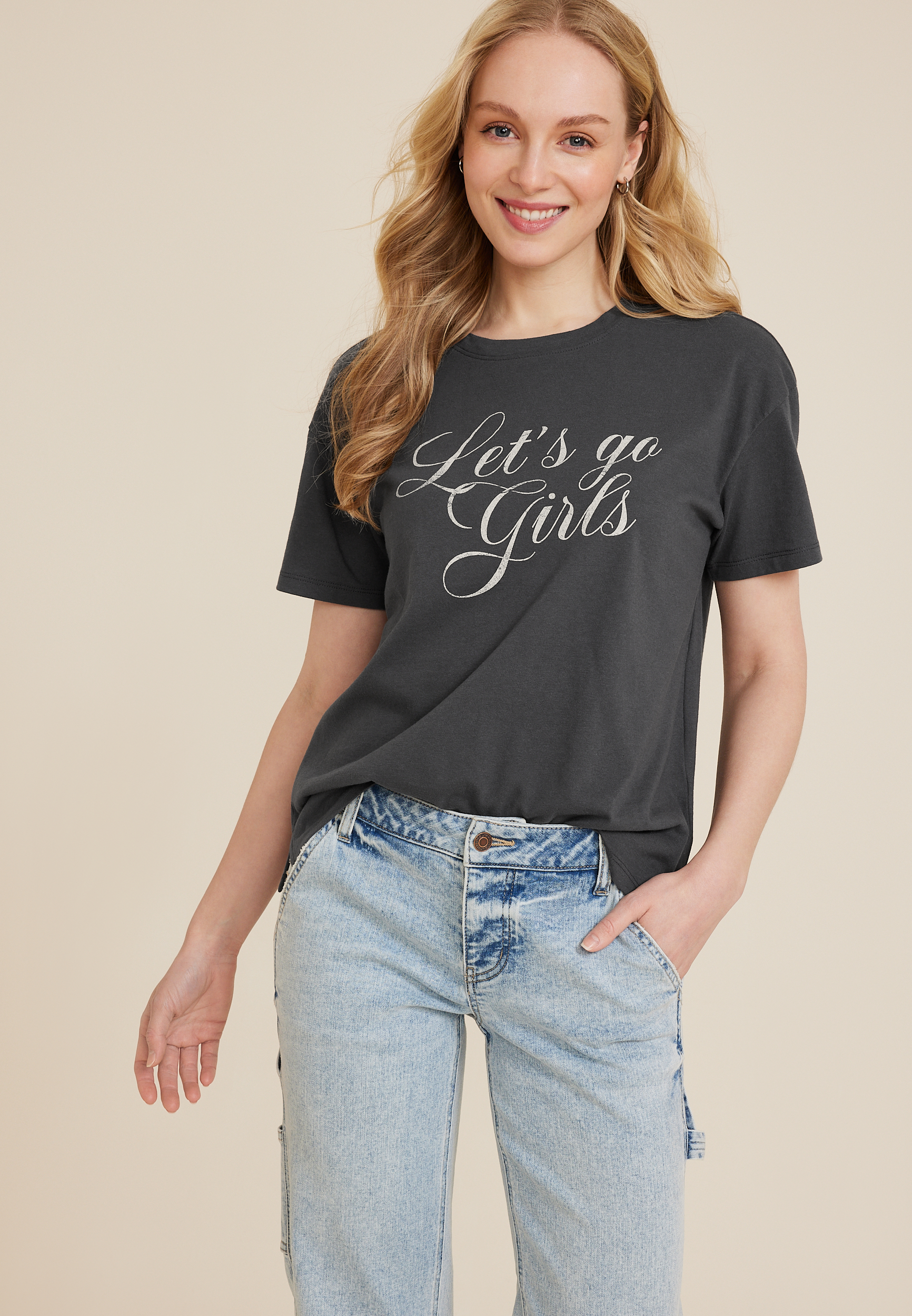 Maurices Women's XX Large Size Lets Go Girls Relaxed Fit Graphic Tee