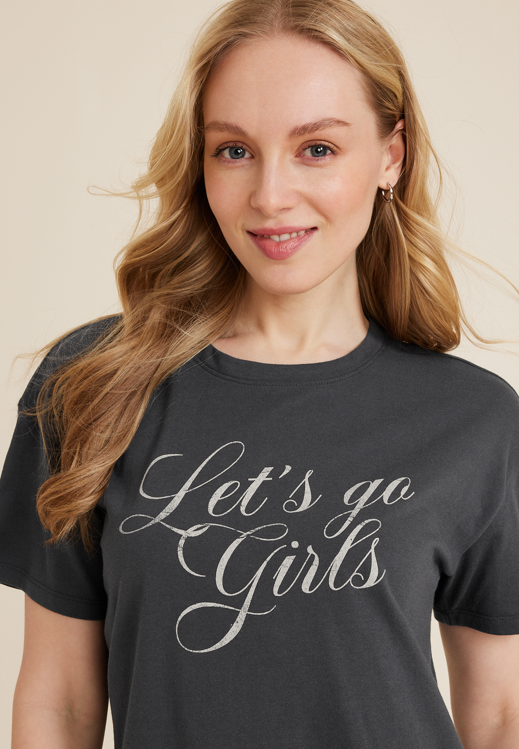 Lets Go Girls Relaxed Fit Graphic Tee, PHANTOM BLACK, large
