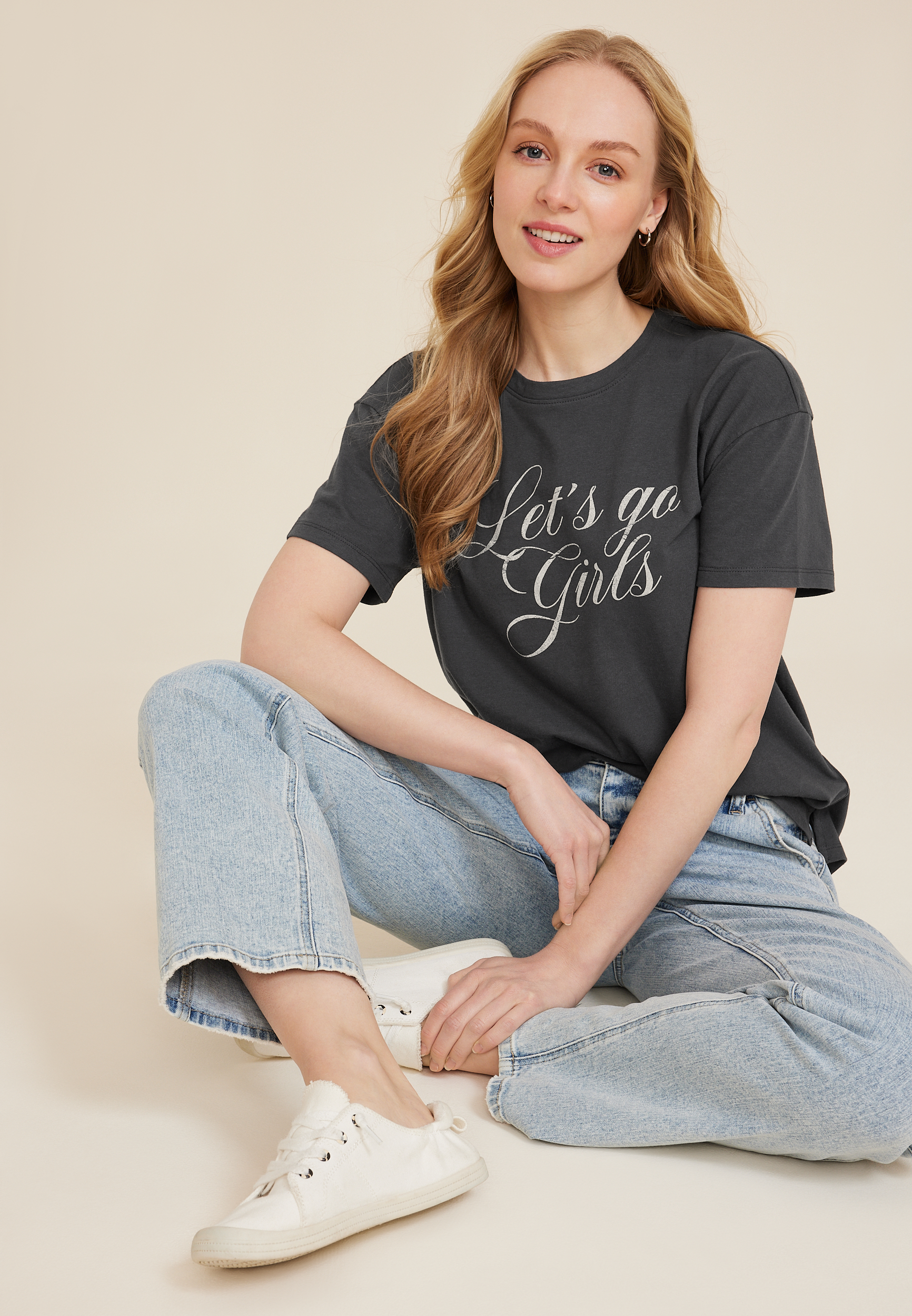 Lets Go Girls Relaxed Fit Graphic Tee, PHANTOM BLACK, large