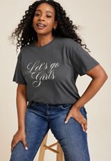 Plus Size Lets Go Girls Relaxed Fit Graphic Tee, PHANTOM BLACK, small