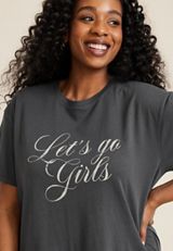 Plus Size Lets Go Girls Relaxed Fit Graphic Tee, PHANTOM BLACK, small