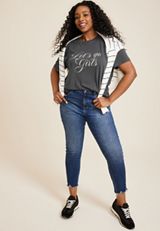 Plus Size Lets Go Girls Relaxed Fit Graphic Tee, PHANTOM BLACK, small
