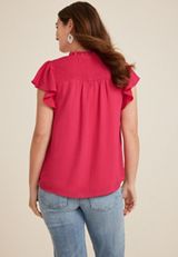 Flutter Sleeve Tie Front Blouse, C9709, small