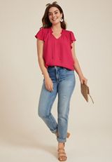 Flutter Sleeve Tie Front Blouse, C9709, small