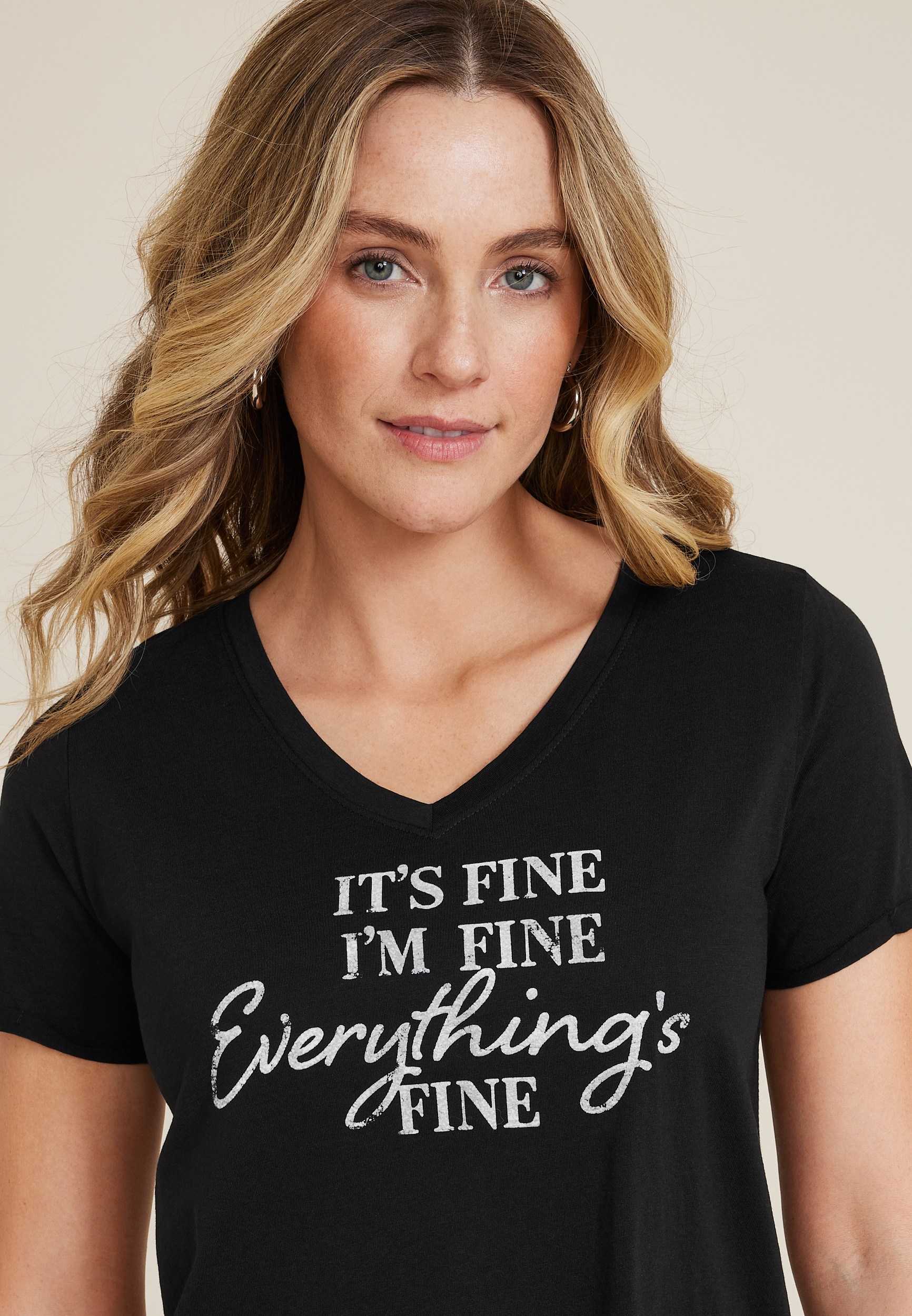 Everythings Fine Oversized Fit Graphic Tee, C106, large