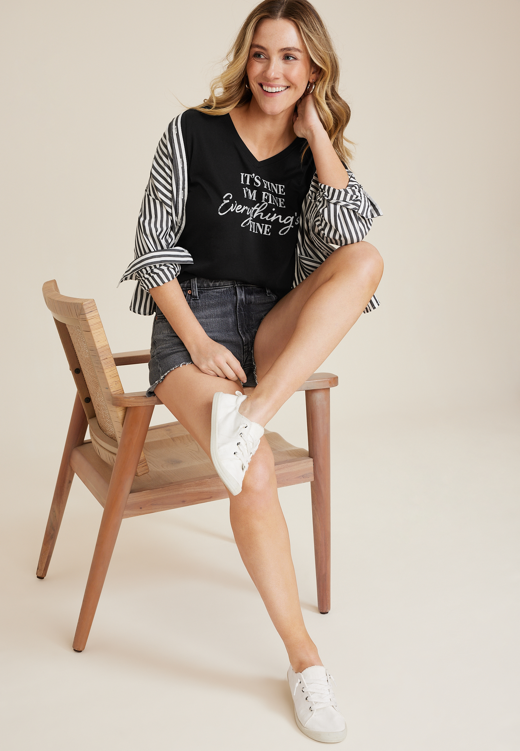 Everythings Fine Oversized Fit Graphic Tee, C106, large