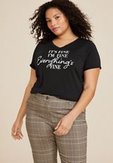 Plus Size Everythings Fine Oversized Fit Graphic Tee, C106, small