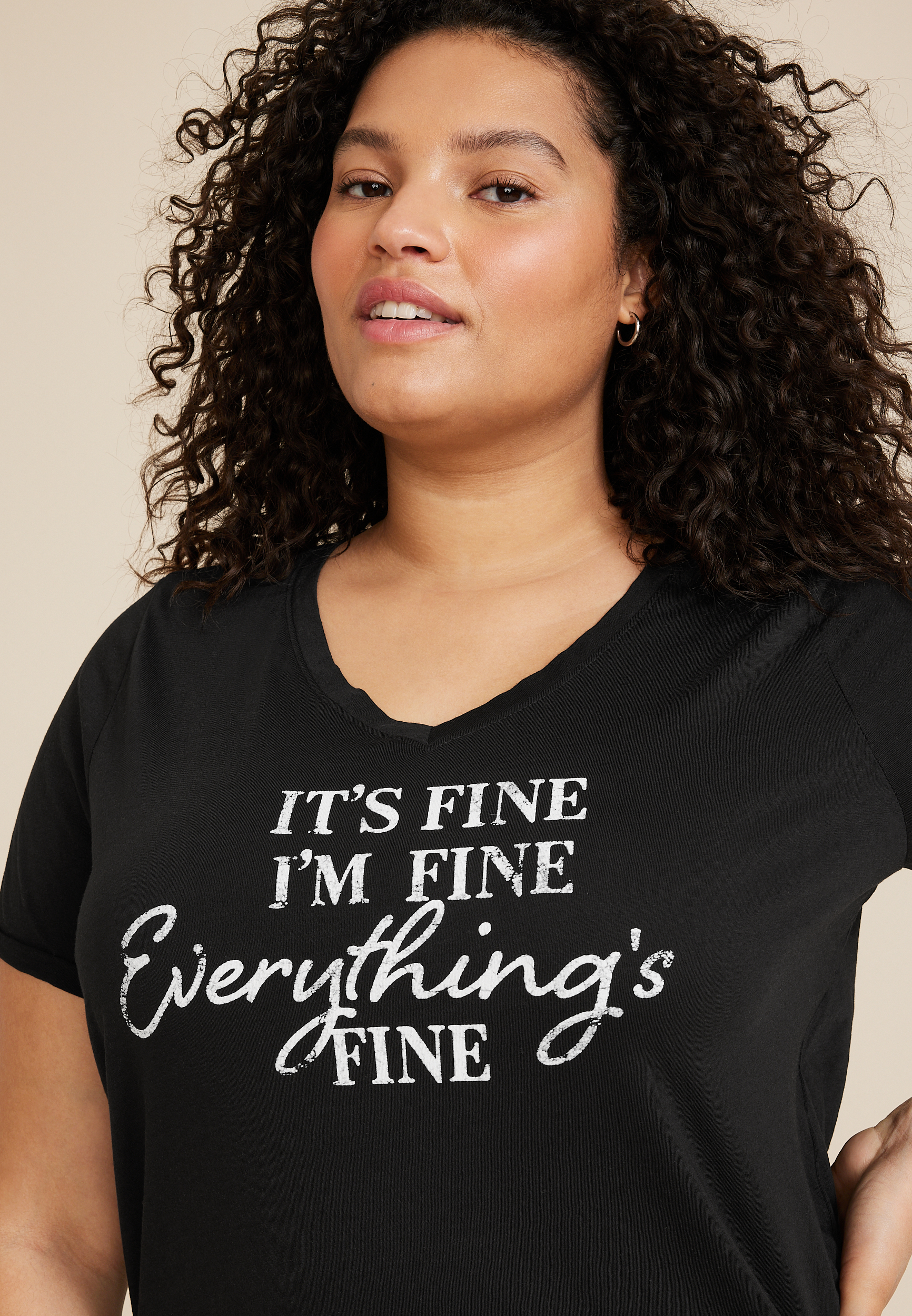 Plus Size Everythings Fine Oversized Fit Graphic Tee, C106, large