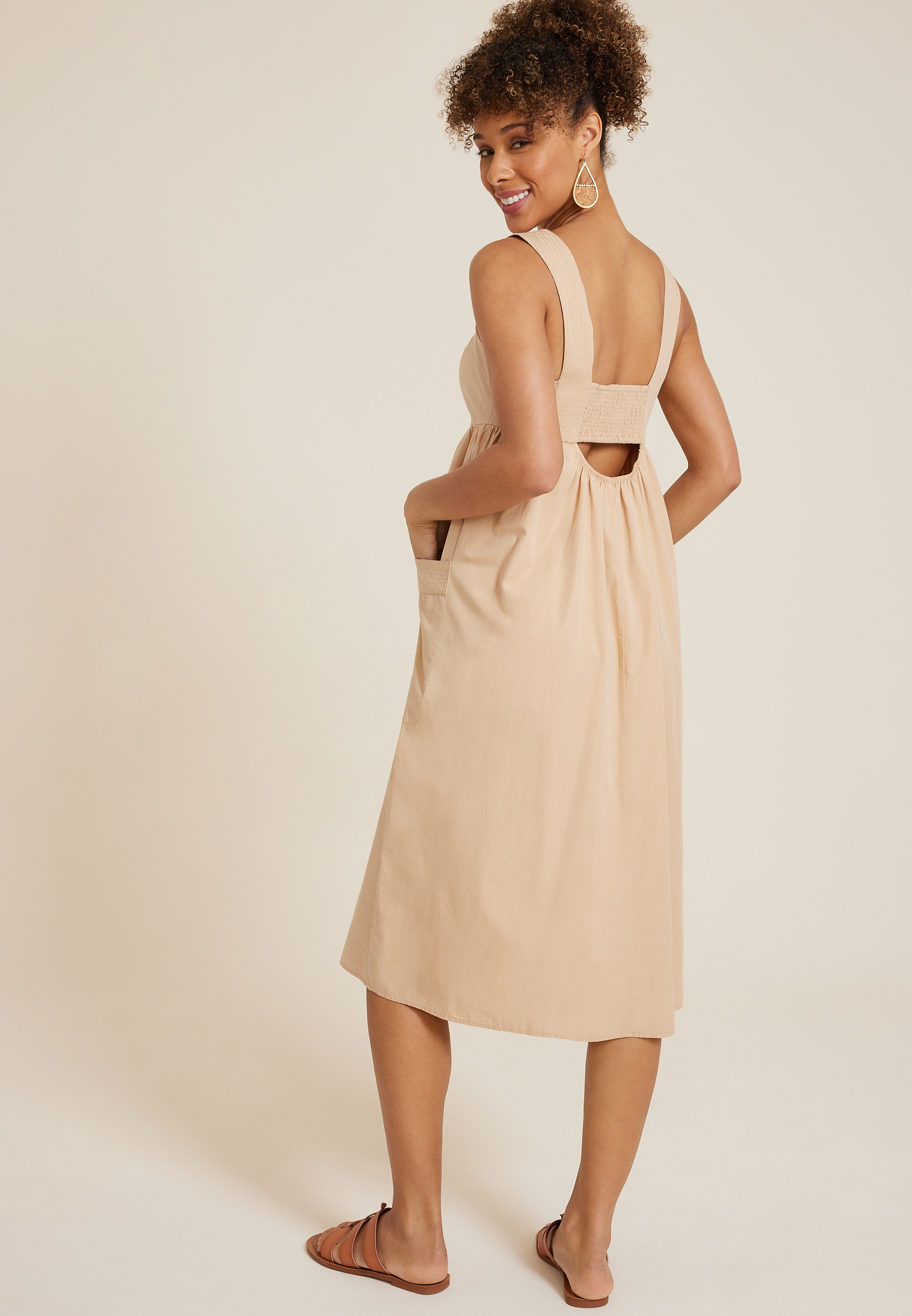 Sleeveless Poplin Midi Dress, C9703, large