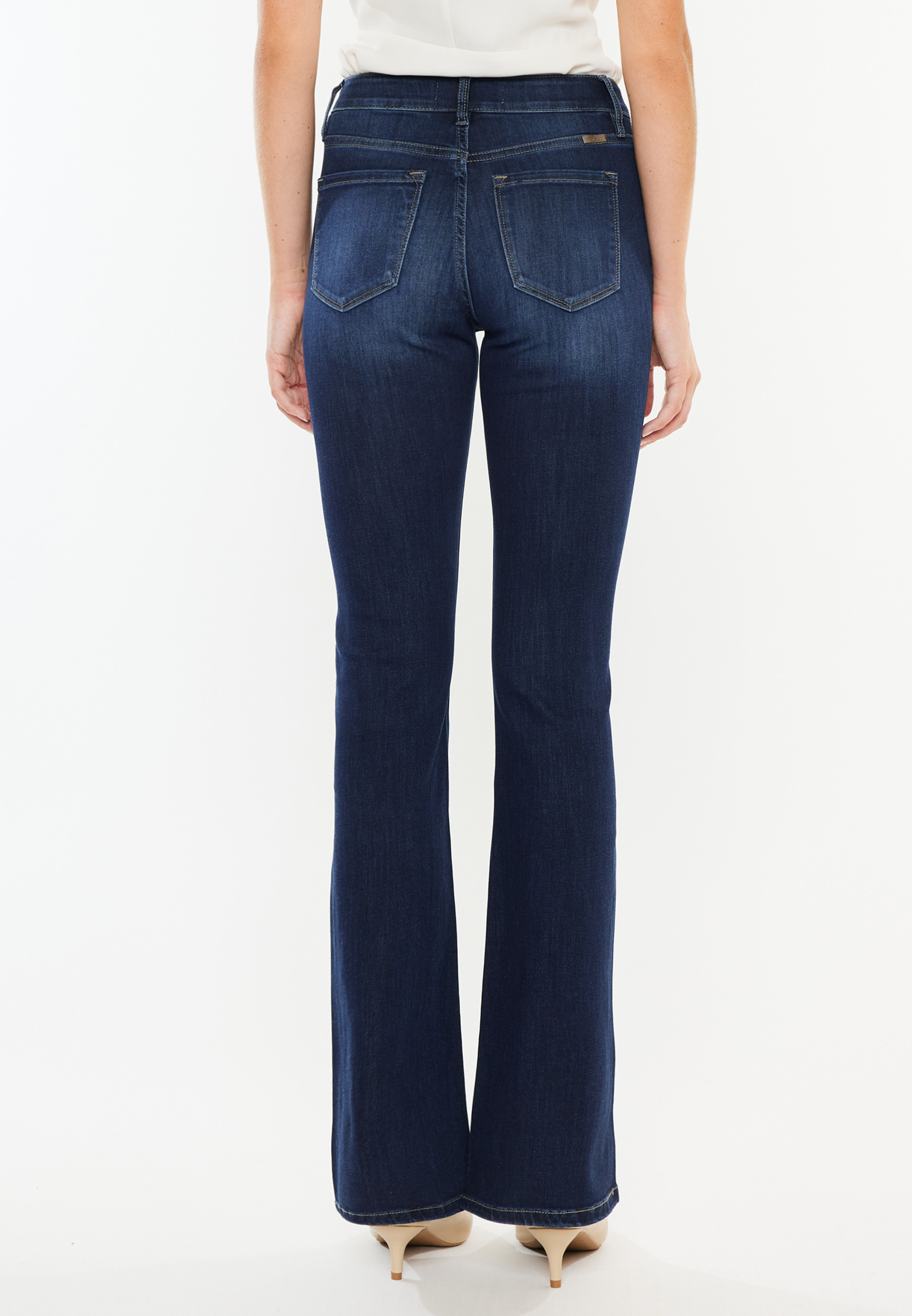 KanCan&trade; Dark High Rise Slit Hem Bootcut Jean, DARK SANDBLAST, large