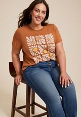 Plus Size Stacked Retro Flower Classic Fit Graphic Tee, C200, small
