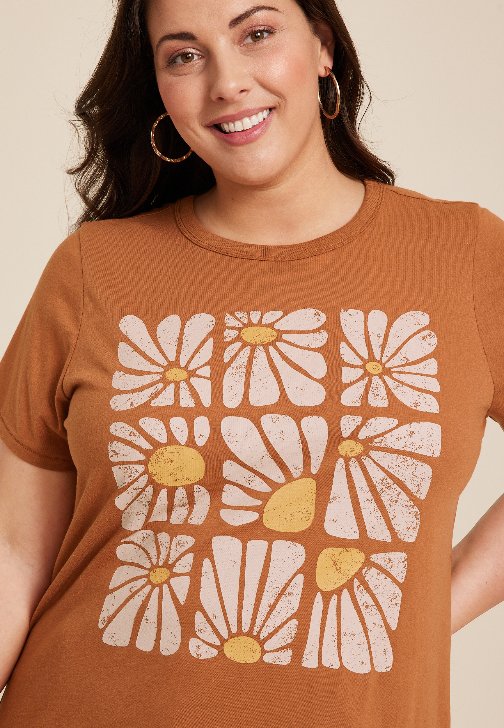 Plus Size Stacked Retro Flower Classic Fit Graphic Tee, C200, large