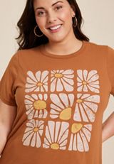 Plus Size Stacked Retro Flower Classic Fit Graphic Tee, C200, small