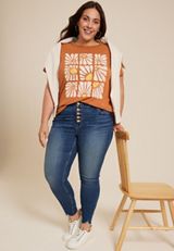 Plus Size Stacked Retro Flower Classic Fit Graphic Tee, C200, small