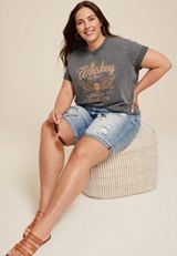 Plus Size Whiskey Always A Good Idea Oversized Fit Graphic Tee, C829, small