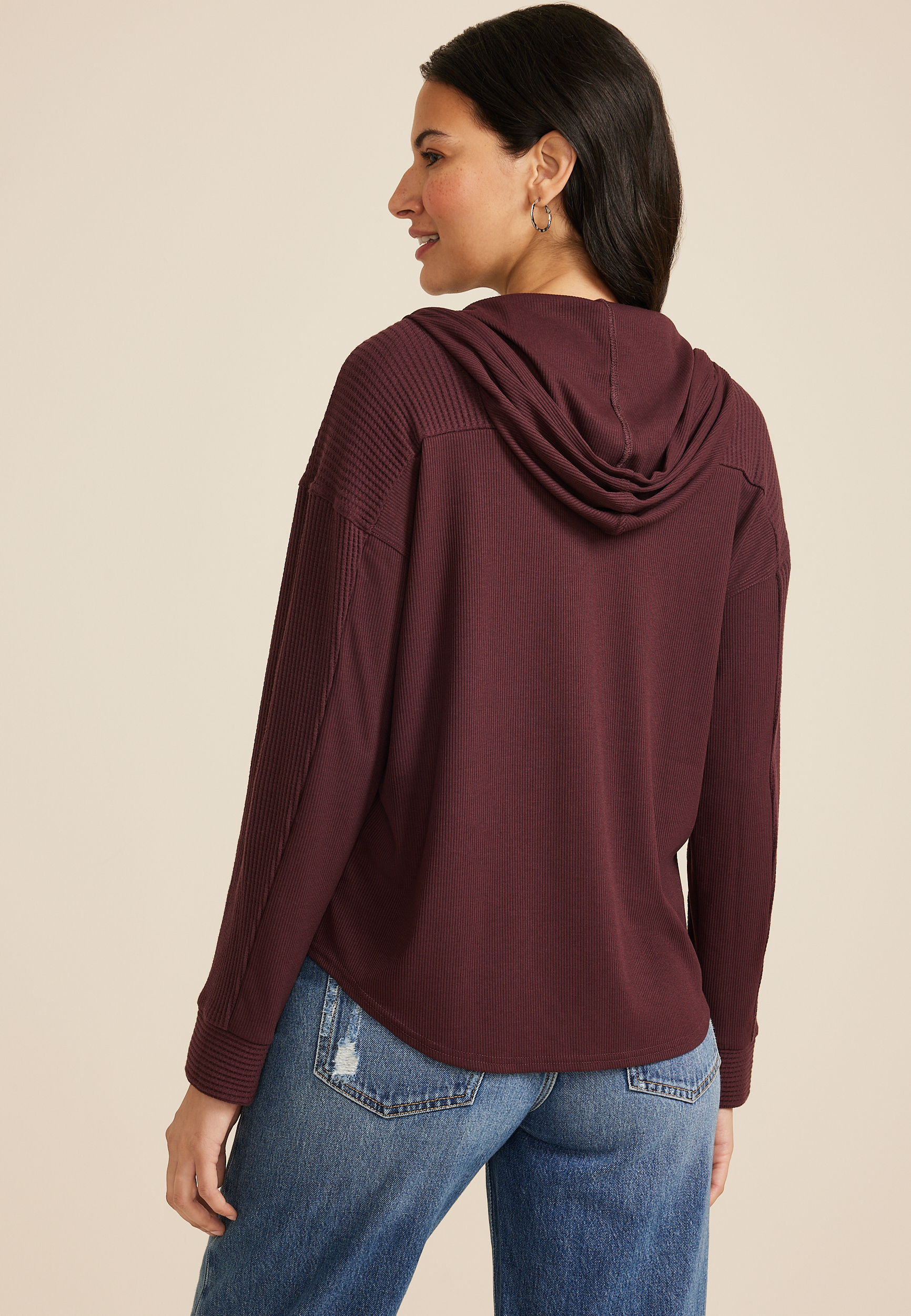 Waffle Knit Hooded Shacket