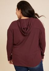 Plus Size Waffle Knit Hooded Shacket, BROWN RUM, small
