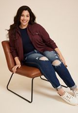 Plus Size Waffle Knit Hooded Shacket, BROWN RUM, small
