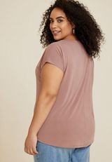 Plus Size 24/7 Fairhaven Boat Neck Sandwash Tee, MAUVE, small