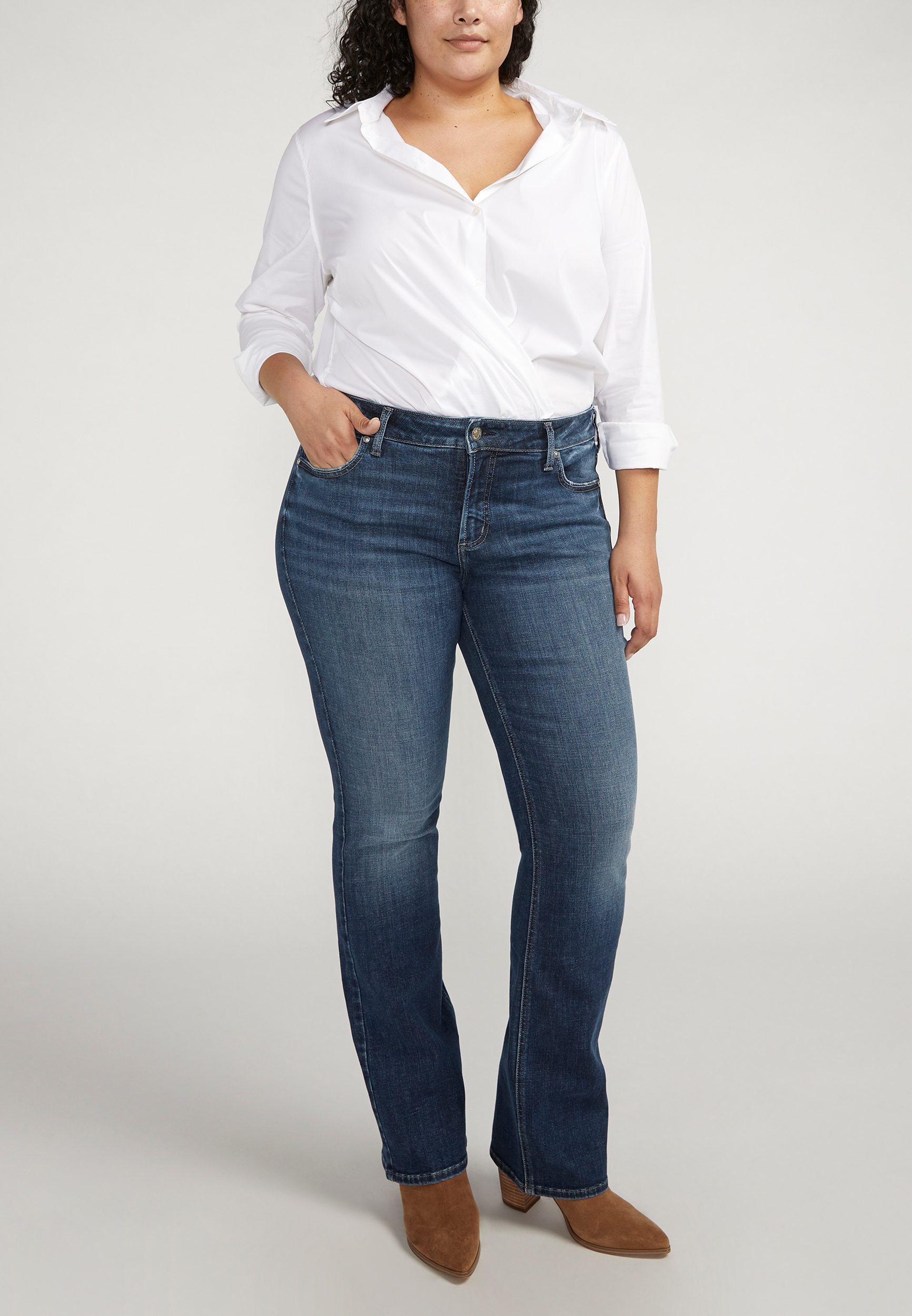 Plus Size Silver Jeans Co.&reg; Elyse Comfort Mid Rise Slim Boot Jean, C258, large