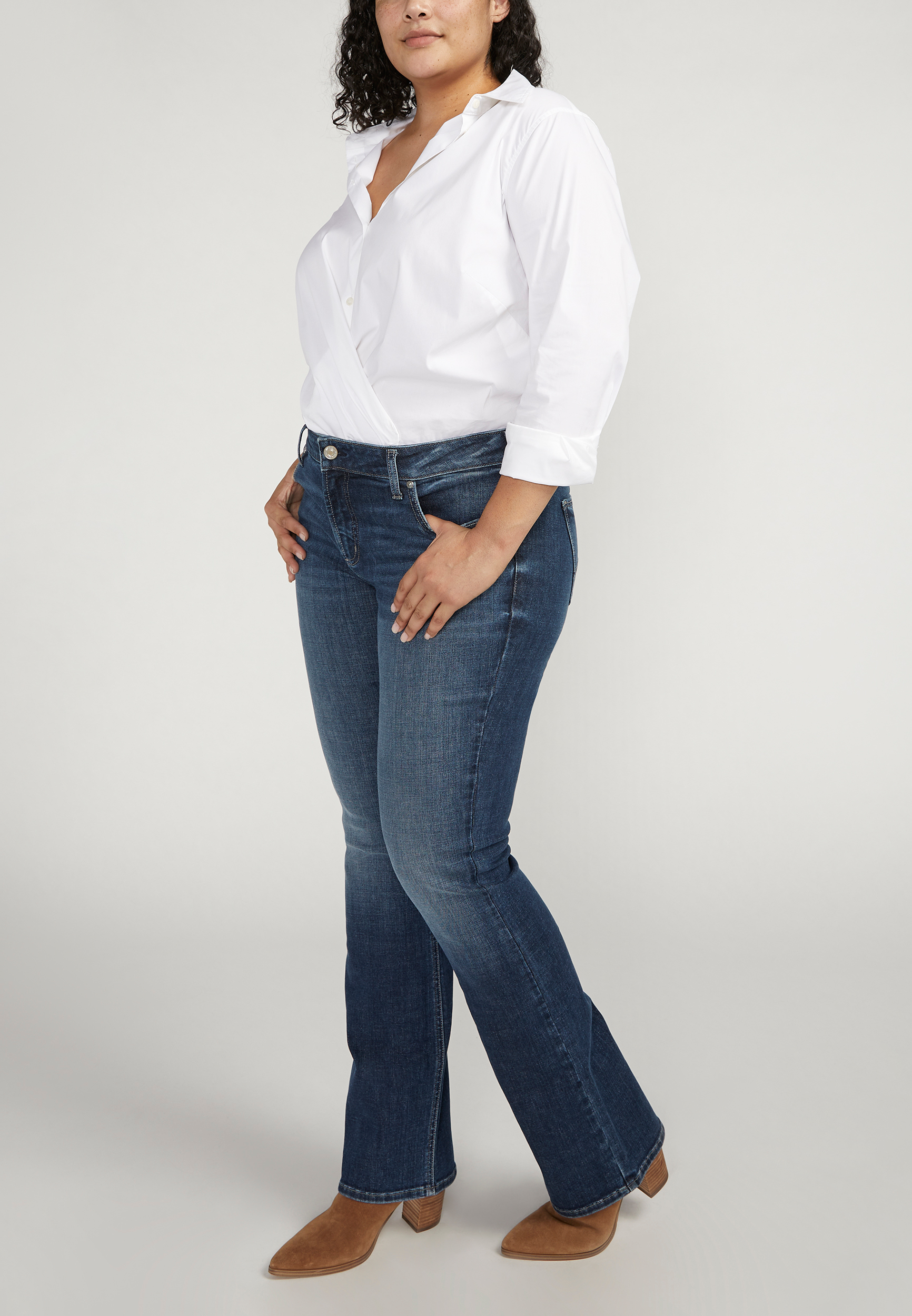 Plus Size Silver Jeans Co.&reg; Elyse Comfort Mid Rise Slim Boot Jean, C258, large