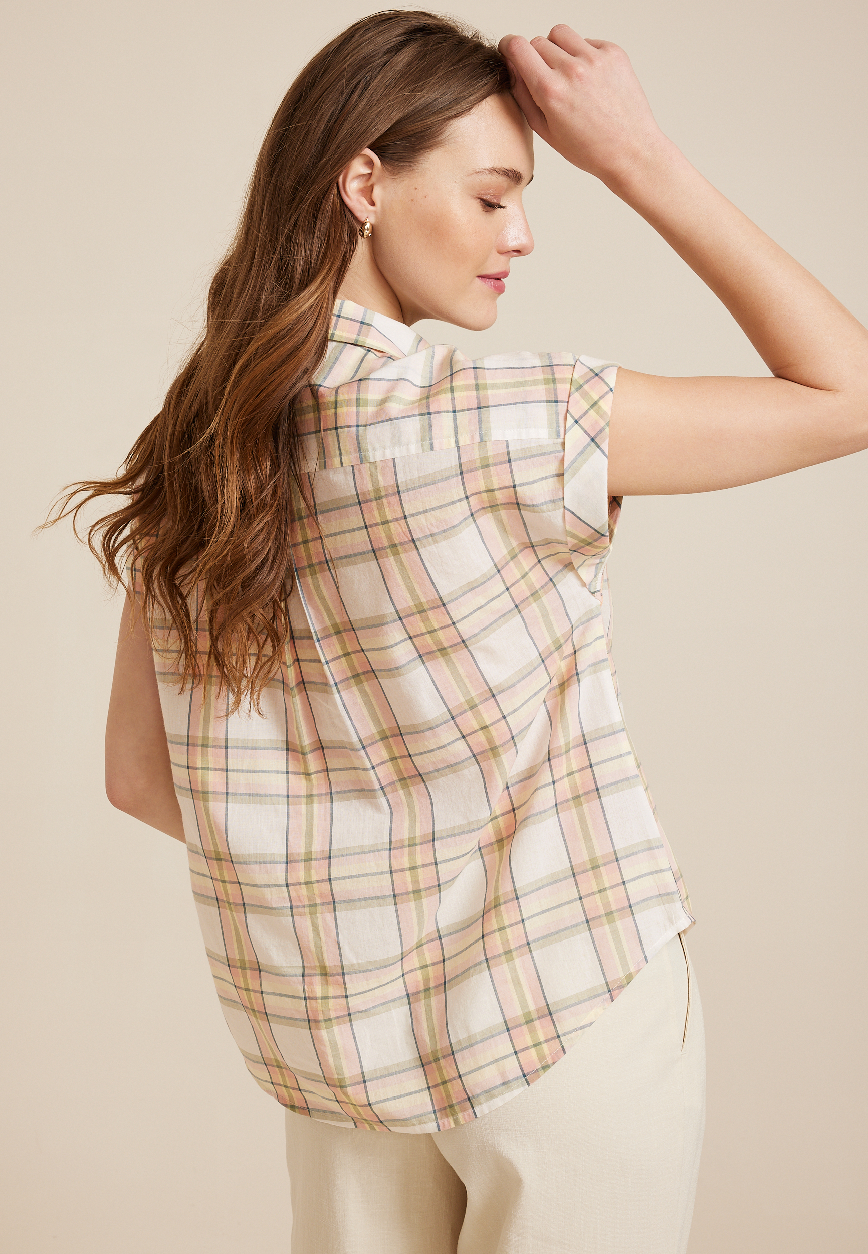 Printed Utility Short Sleeve Button Front Shirt, MULTI, large