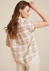 Printed Utility Short Sleeve Button Front Shirt, MULTI, small