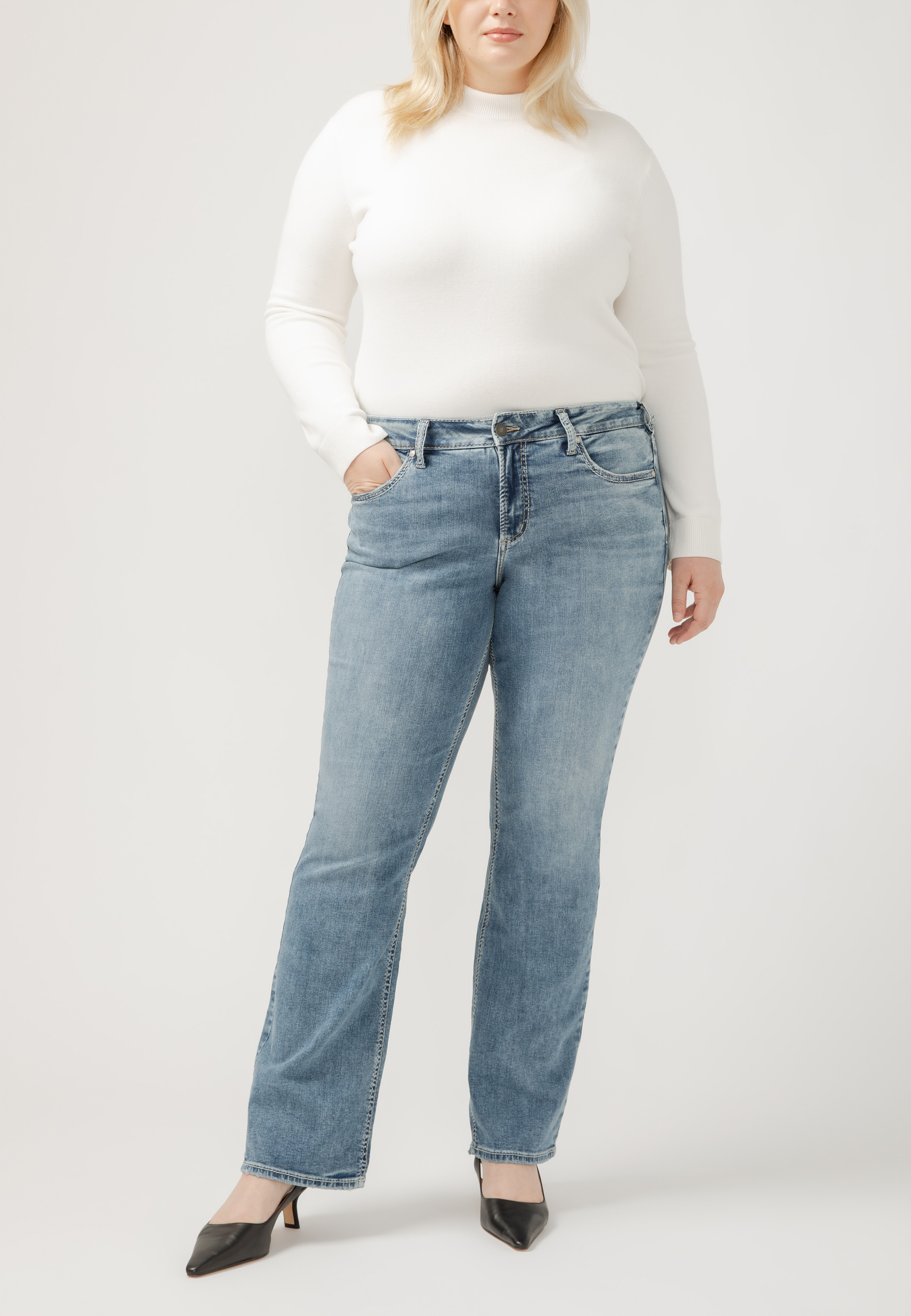 Plus Size Silver Jeans Co.&reg; Suki Curvy Mid Rise Slim Boot Jean, MEDIUM SANDBLAST, large