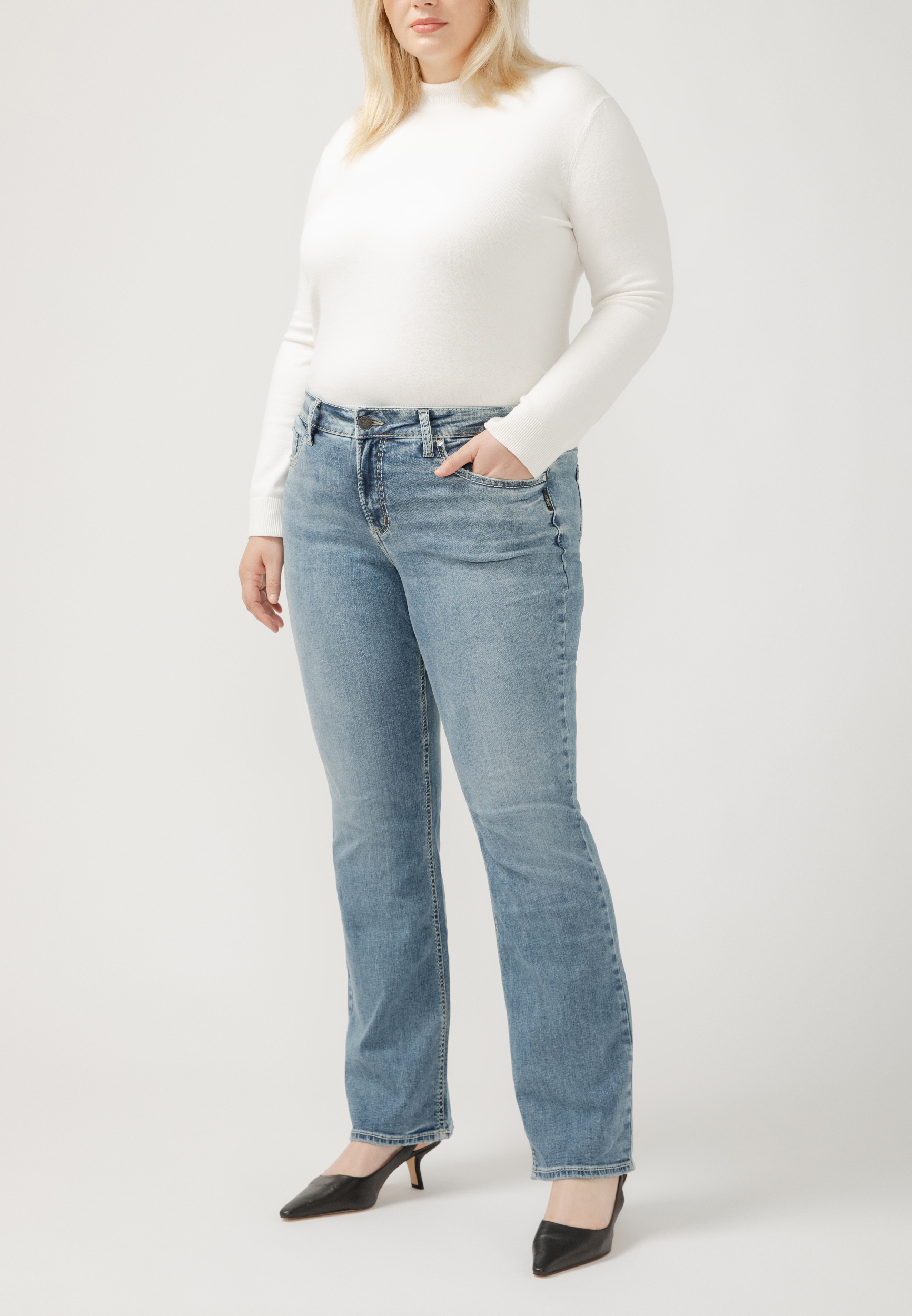 Plus Size Silver Jeans Co.&reg; Suki Curvy Mid Rise Slim Boot Jean, MEDIUM SANDBLAST, large
