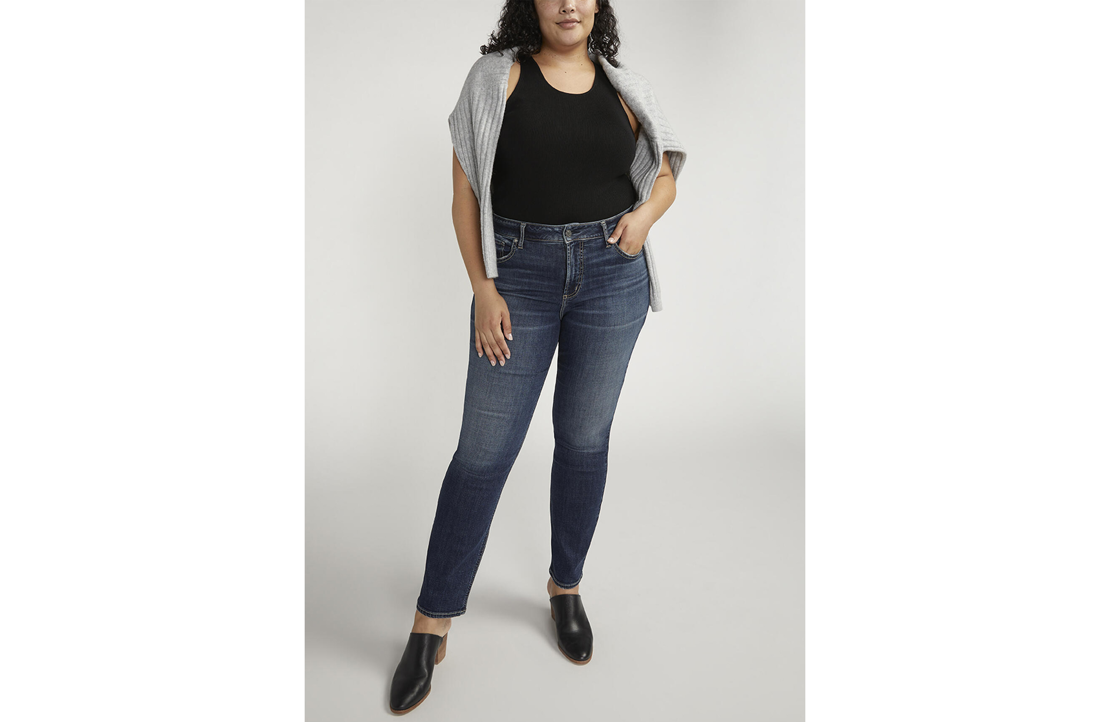 Plus Silver Jeans Co.® Avery Curvy High Rise Luxe Stretch Straight Jean