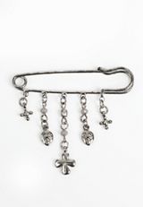 Silver Fringe Chain Brooch, SILVER, small
