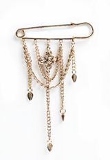 Gold Fringe Chain Brooch, GOLD, small