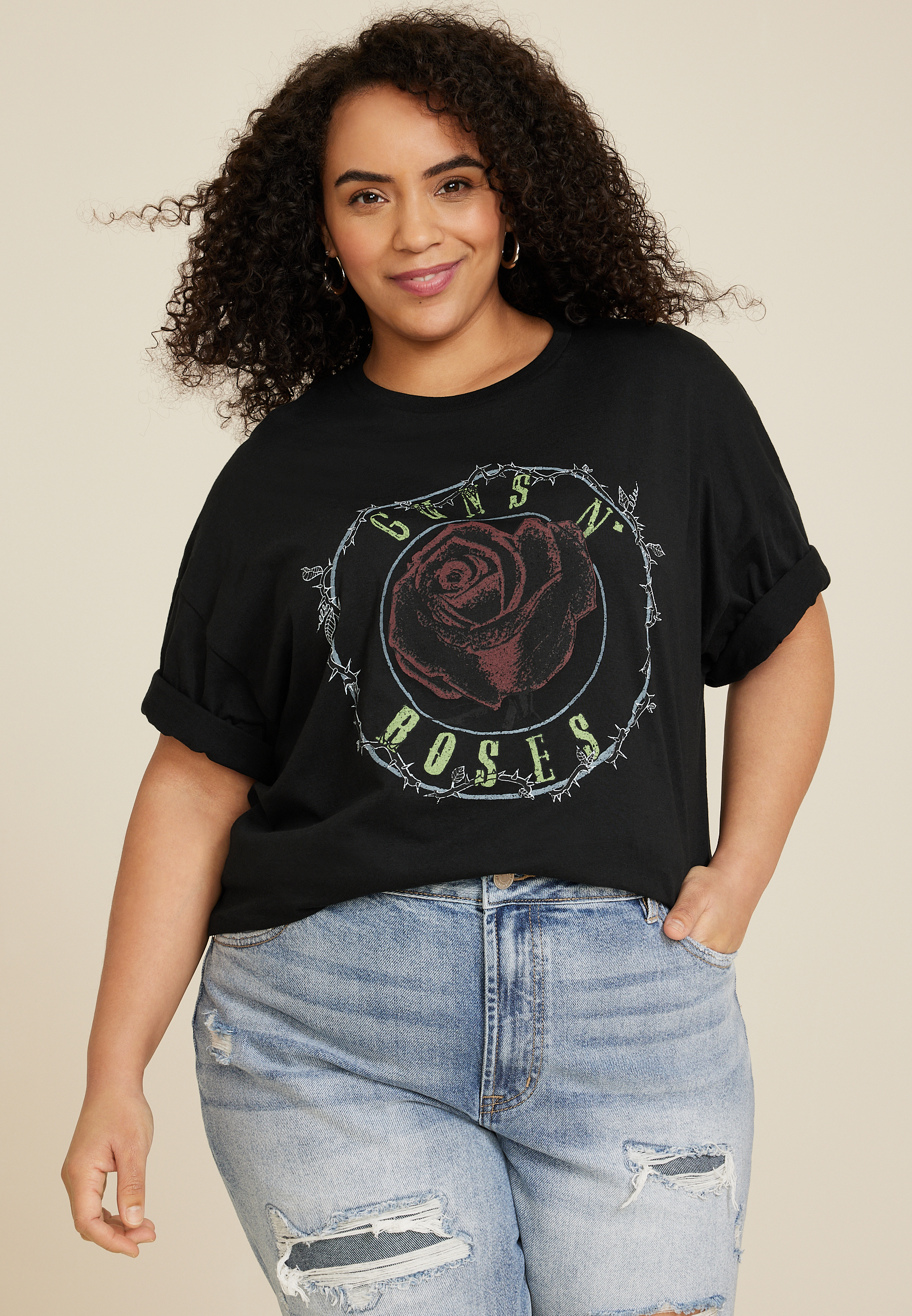 Plus Size Guns N Roses Vintage Graphic Tee, C106, large