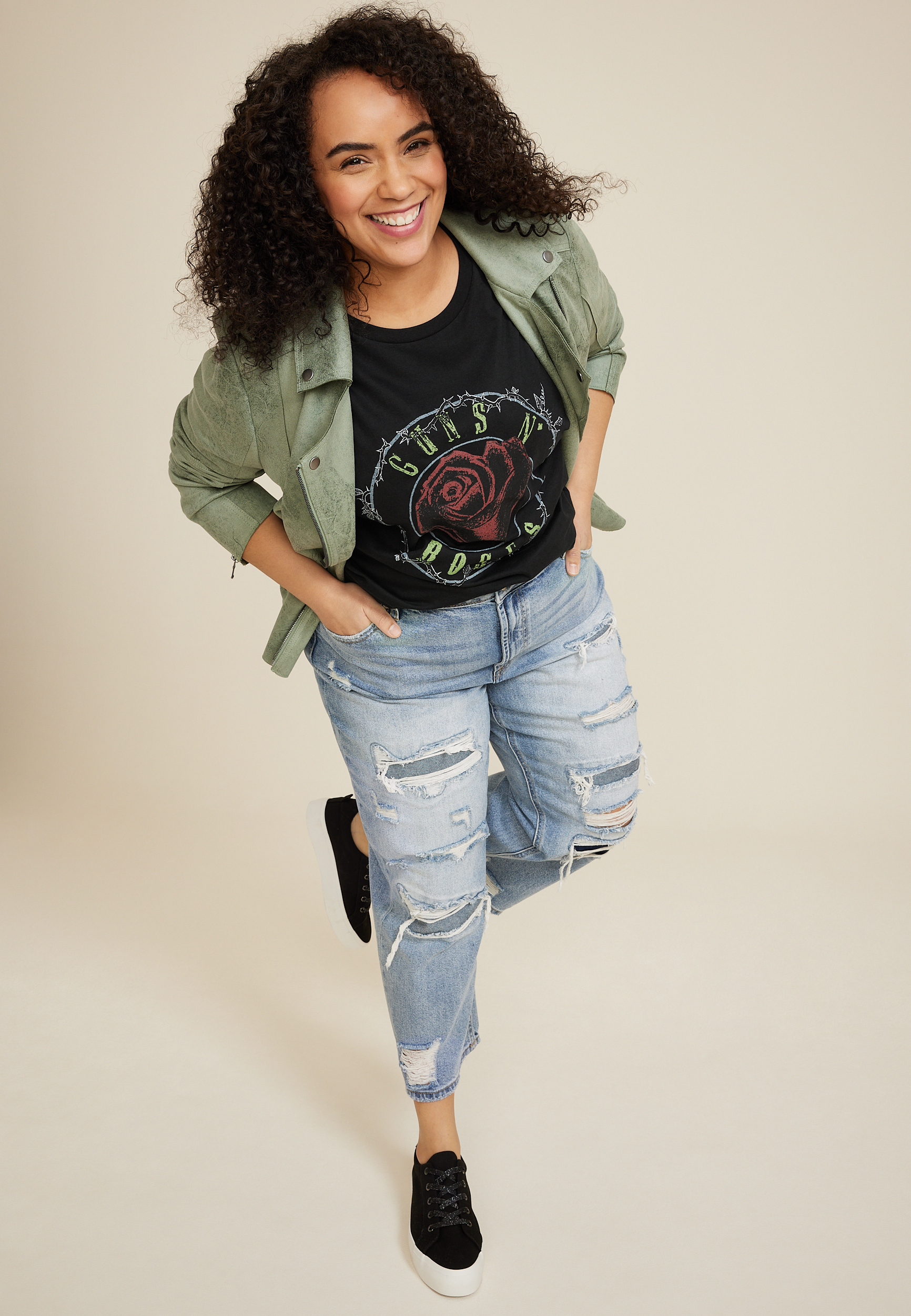 Plus Size Guns N Roses Vintage Graphic Tee, C106, large