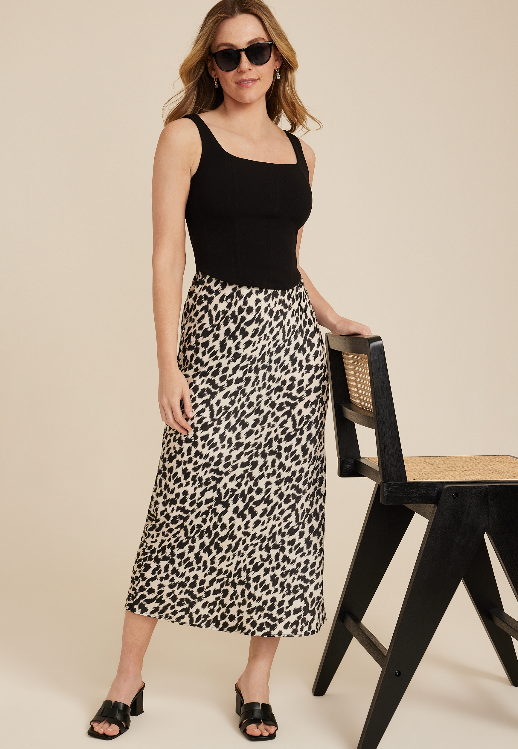 Satin High Rise Maxi Skirt, C1756, large