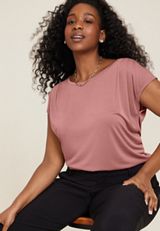 Plus Size 24/7 Pleated Fairhaven Sandwash Tee, C4291, small