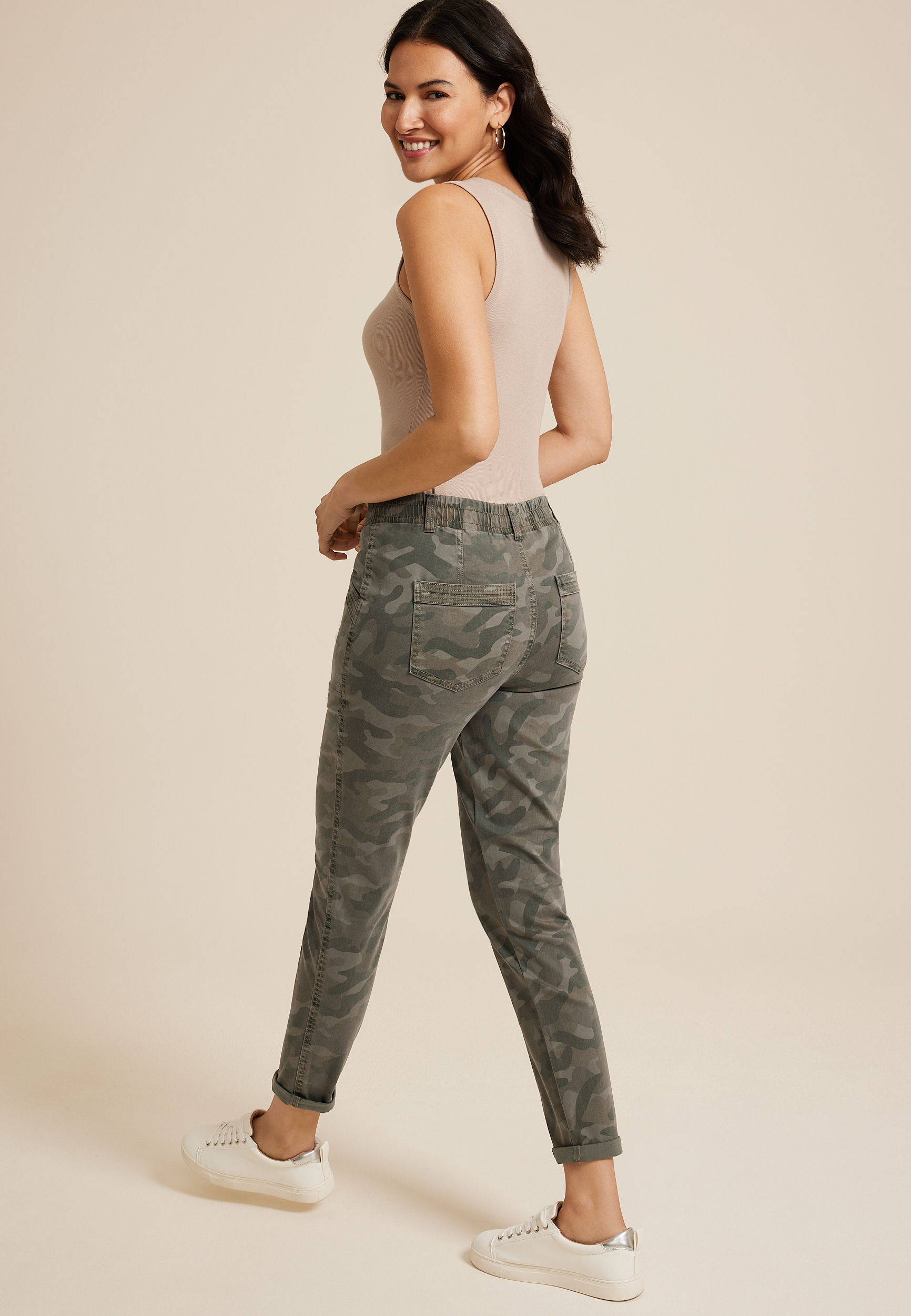 Weekender High Rise Camo Tapered Pant, OLIVE COMBO, large